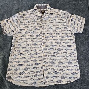 Lands' End Blue Fish Print Men's Shirt